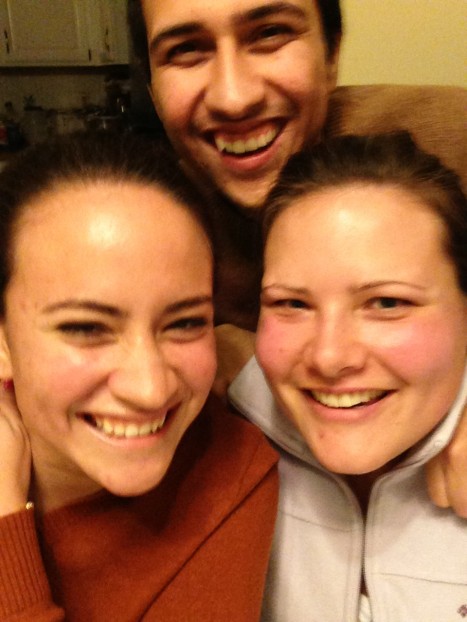 Andrea, Dennis, and Emily bonding with beers and boardgames.