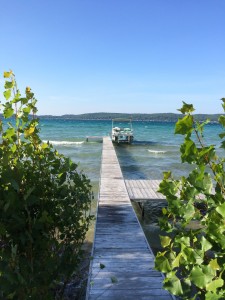 The dock in front of Drew's family's lake house